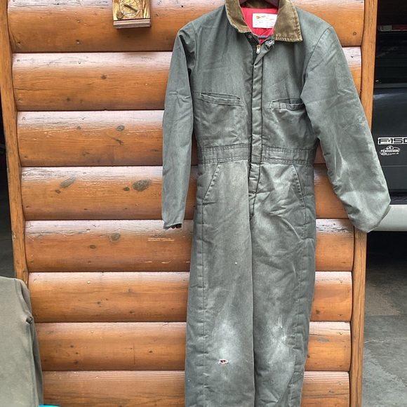 🫎 CARHARTT Red Quilted COVERALLS VNUC RARE 40 Tall UniSex - Picture 14 of 16